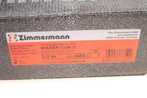 Тормозной диск 370440320 zimmermann