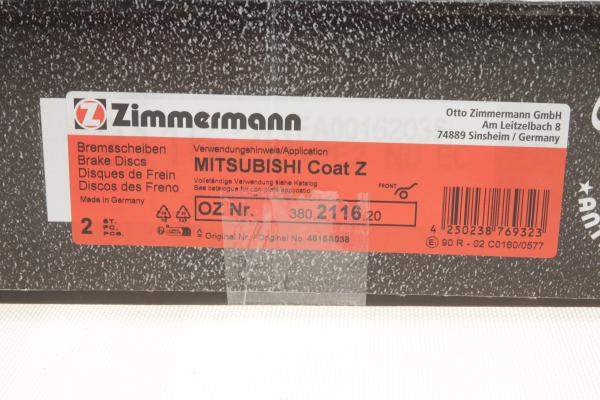 Тормозной диск 380211620 zimmermann